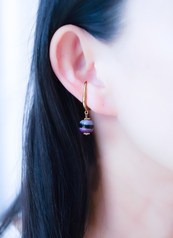 イヤーカフ（ボーダー柄／パープルMIX）