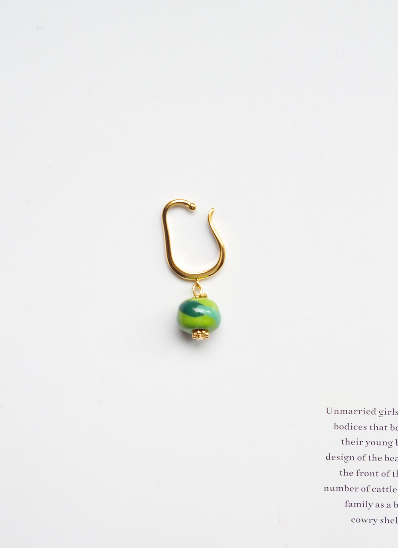 イヤーカフ（タイガー柄／アップル×グリーンMIX)