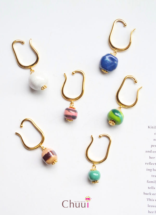 イヤーカフ（パール・エメラルドグリーン)