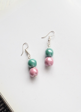 おだんごピアス（パール・ライトピンク＆グリーン)