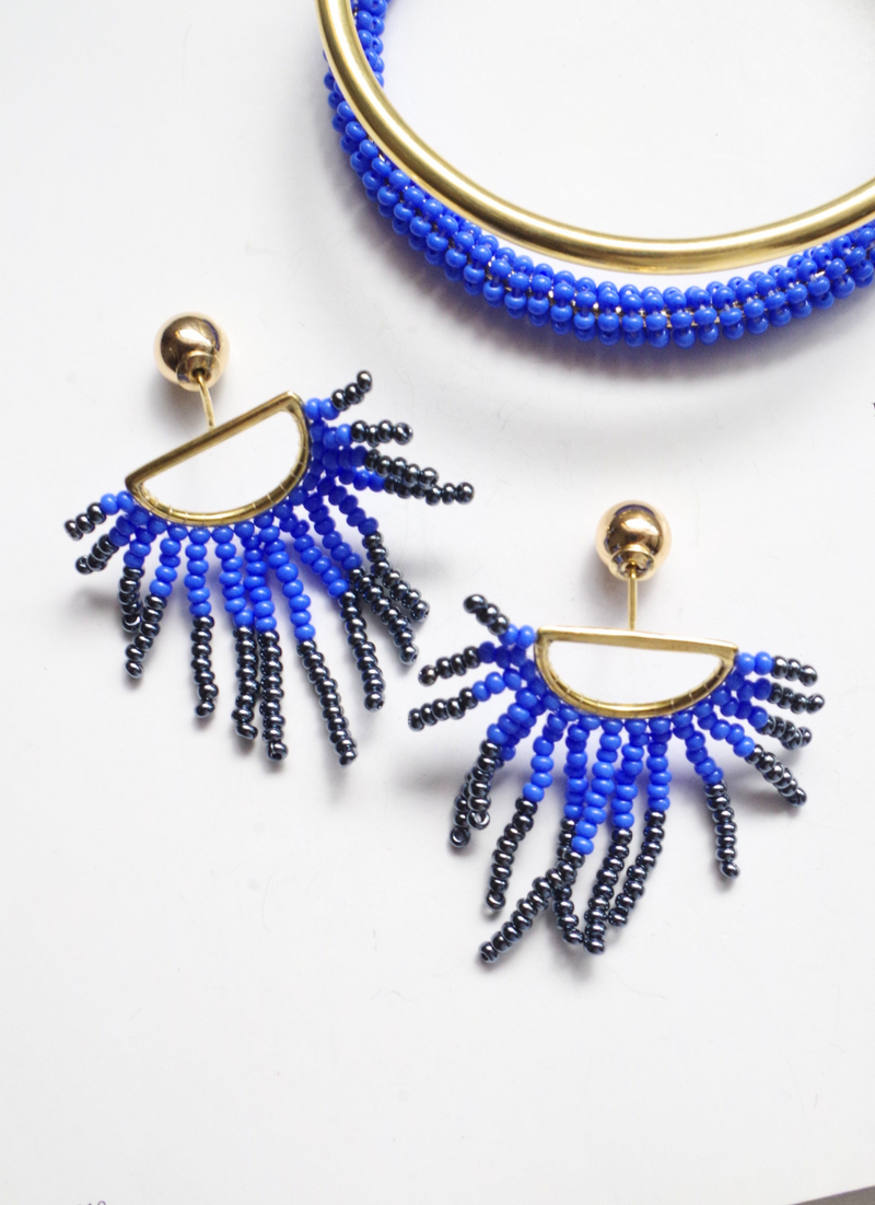 サンフラワーピアス（ブルー）