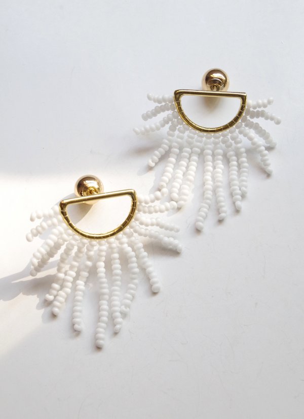 サンフラワーピアス（ホワイト)