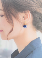 プチラウンドピアス（パール・コーンフラワーブルー)