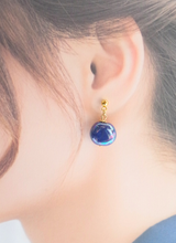 プチラウンドピアス（パール・コーンフラワーブルー)