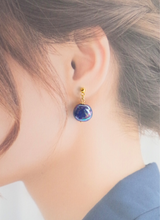 プチラウンドピアス（パール・コーンフラワーブルー)