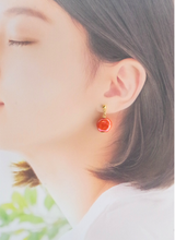 プチラウンドピアス（パール・オレンジ)