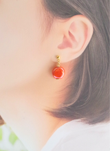 プチラウンドピアス（パール・オレンジ)