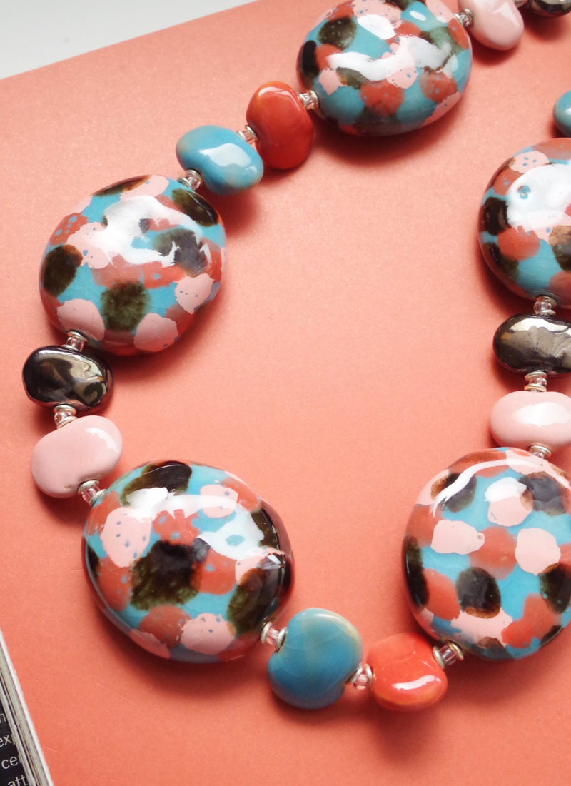 パンケーキネックレス（ピンク＆スカイブルーMIX)