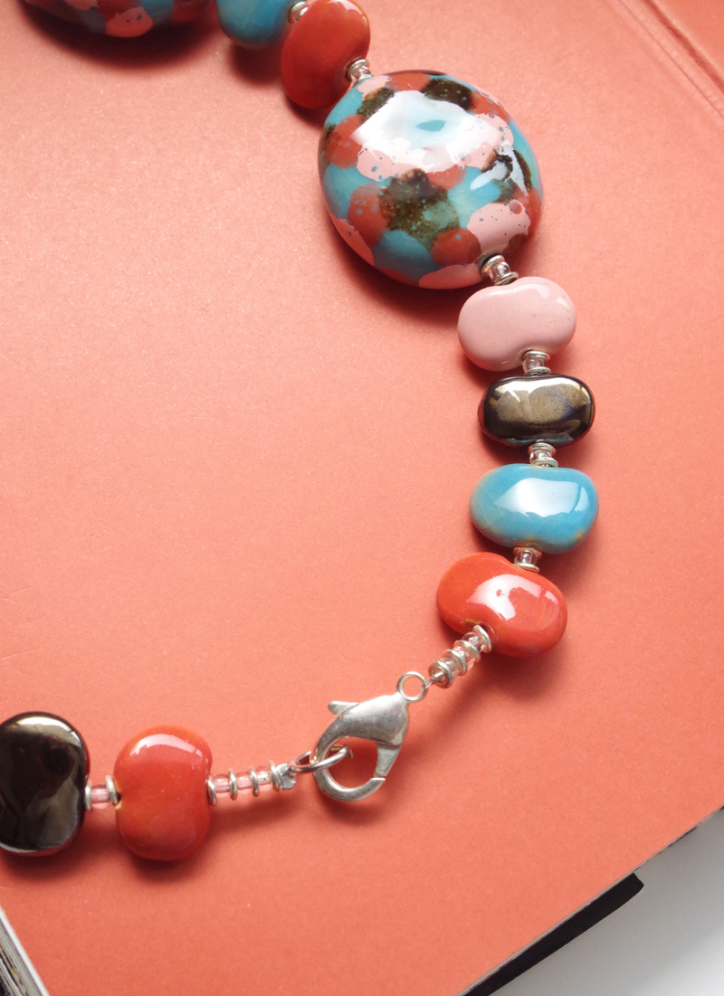 パンケーキネックレス（ピンク＆スカイブルーMIX)