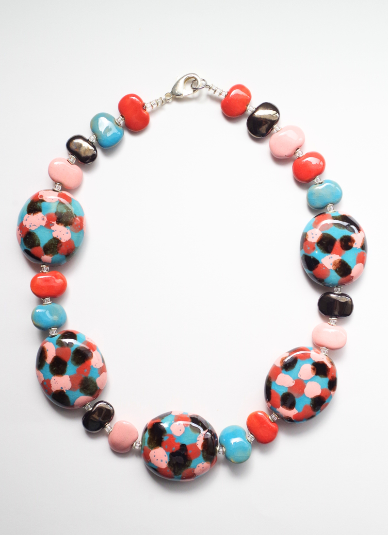 パンケーキネックレス（ピンク＆スカイブルーMIX)