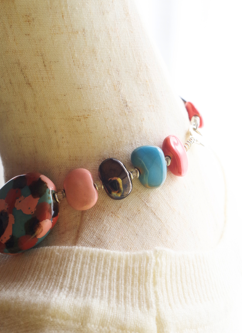 パンケーキネックレス（ピンク＆スカイブルーMIX)