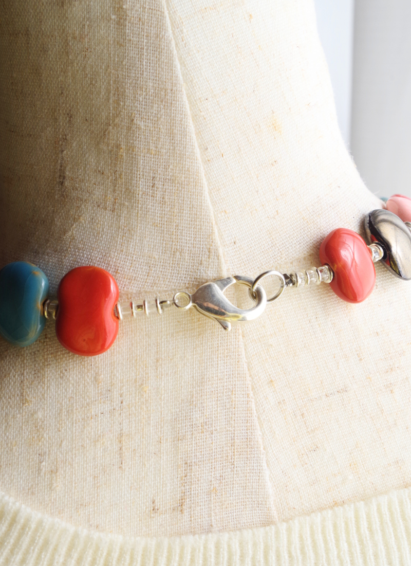 パンケーキネックレス（ピンク＆スカイブルーMIX)